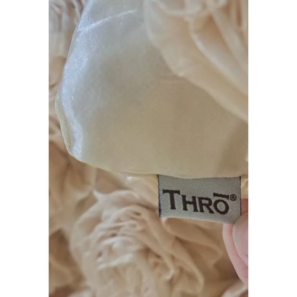 Thro by Marlo Lorenz Throw Pillows Pair of 2 Beige Rosettes Raised 3D Roses